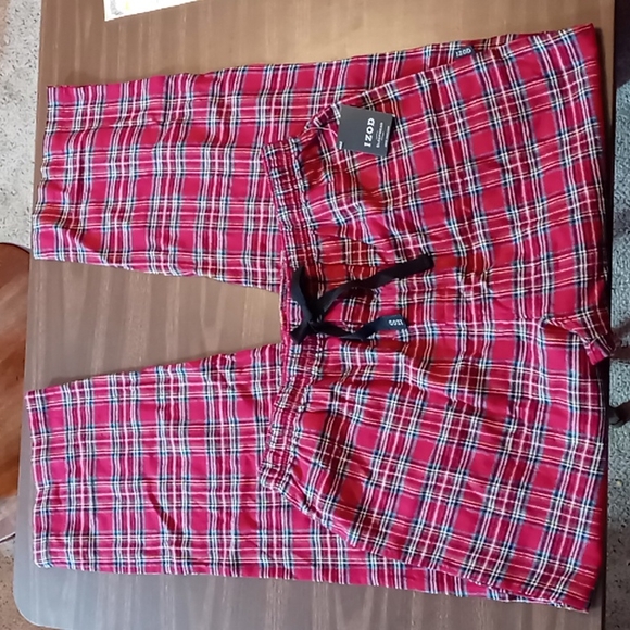 Izod Pants Izod Mens Red Plaid Pajama Pants W Tie And Fly Button L